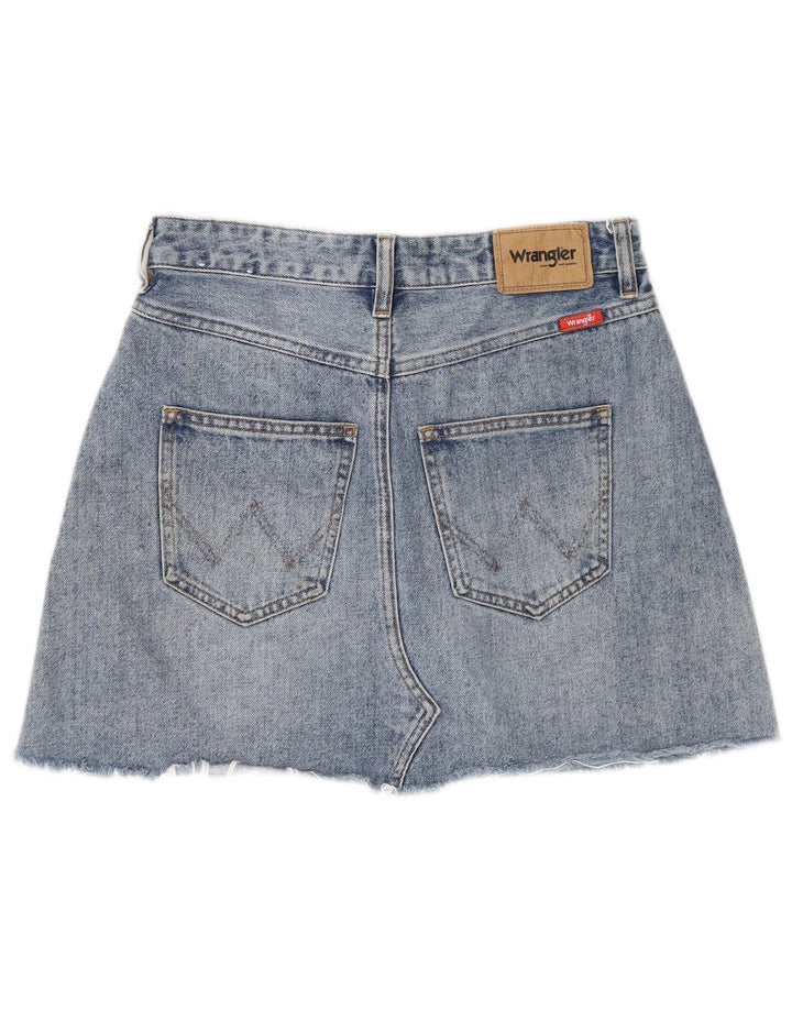 Saia jeans Wrangler feminina desgastada Reino Unido 8 pequena W27 azul