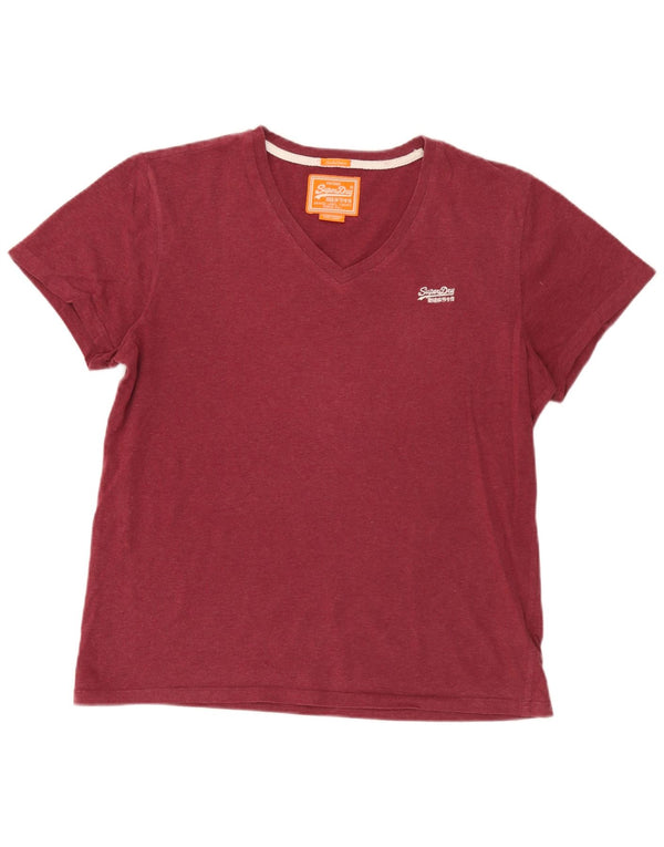 Camiseta masculina Superdry Top grande algodão Borgonha