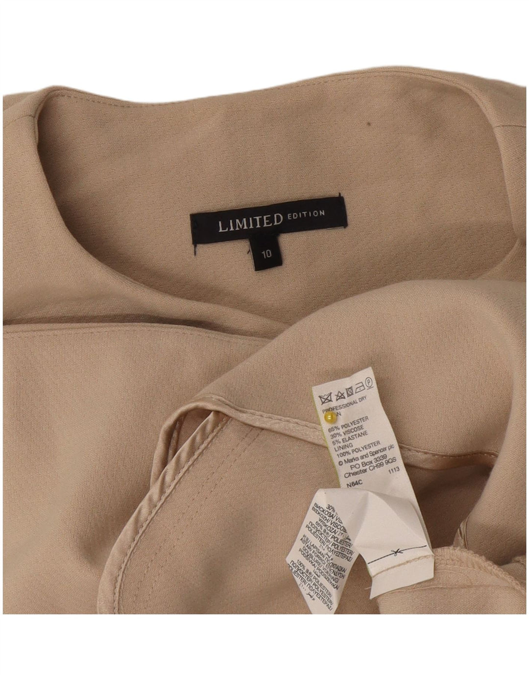 Jaqueta blazer feminina sem mangas Longline da Marks & Spencer Reino Unido 10 pequena bege
