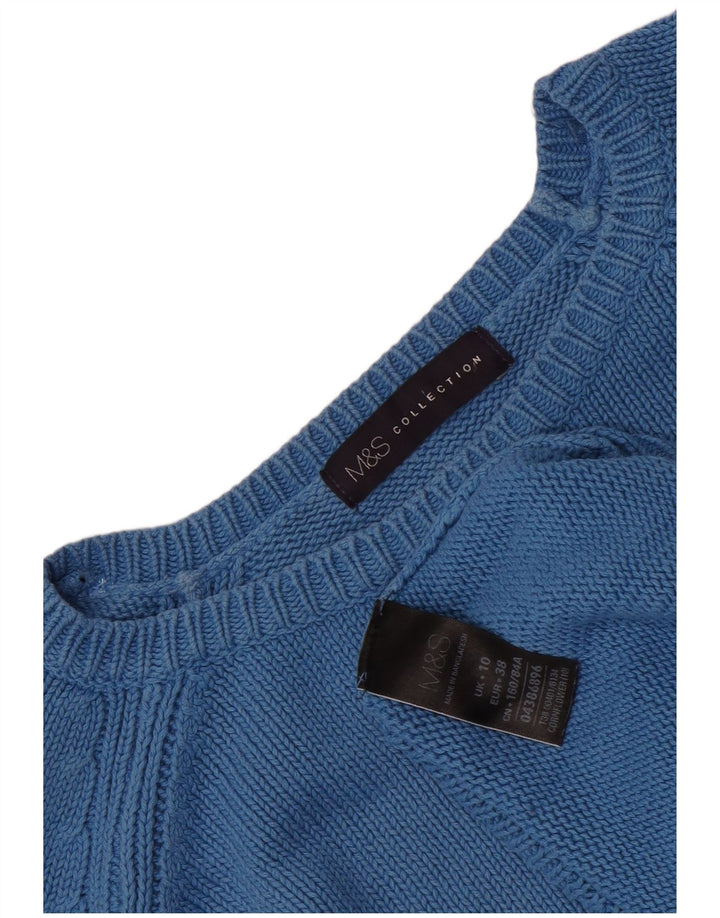 Suéter feminino Marks & Spencer grande com gola canoa Reino Unido 10 pequeno azul