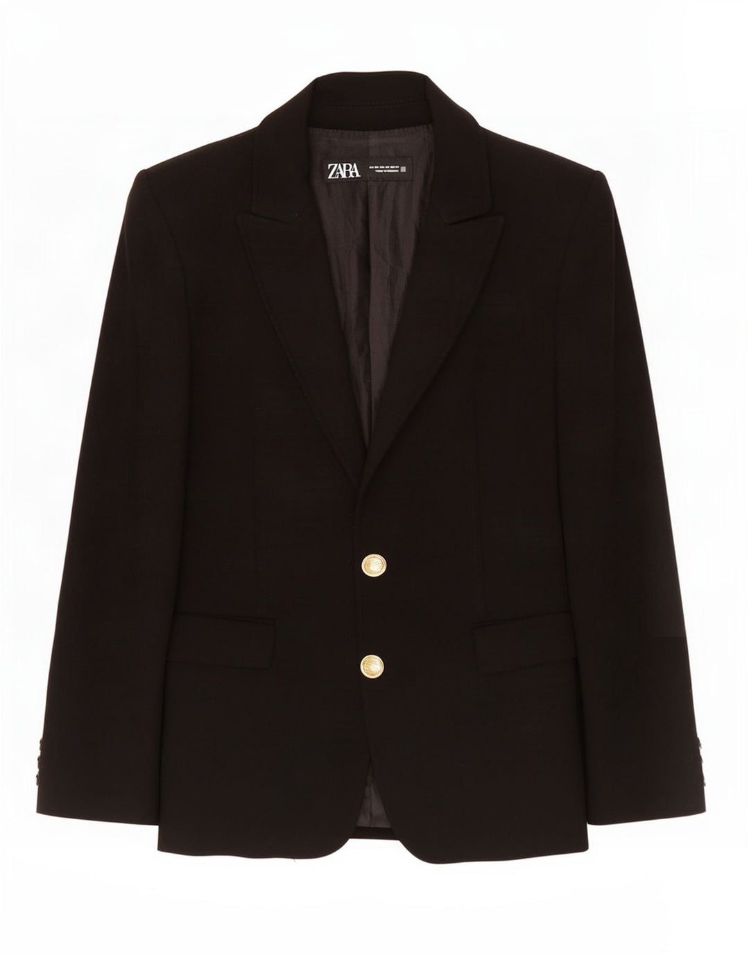 Jaqueta blazer feminina Zara com 2 botões Reino Unido 6 XS preto poliéster