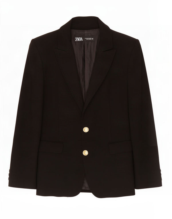 Jaqueta blazer feminina Zara com 2 botões Reino Unido 6 XS preto poliéster