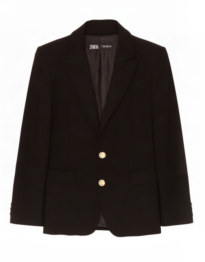 Jaqueta blazer feminina Zara com 2 botões Reino Unido 6 XS preto poliéster