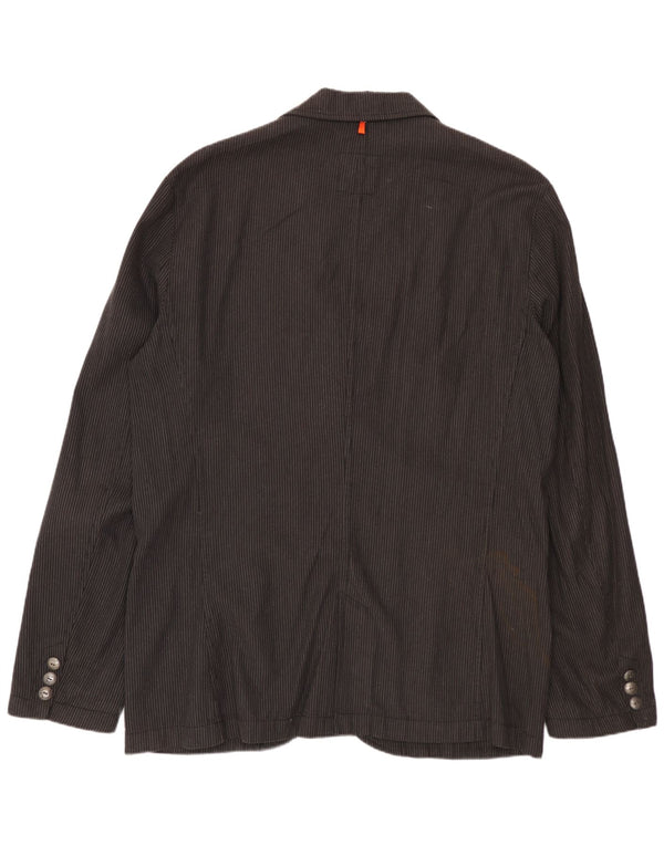 Jaqueta blazer masculina de 2 botões HUGO BOSS Reino Unido 42 XL listrado cinza