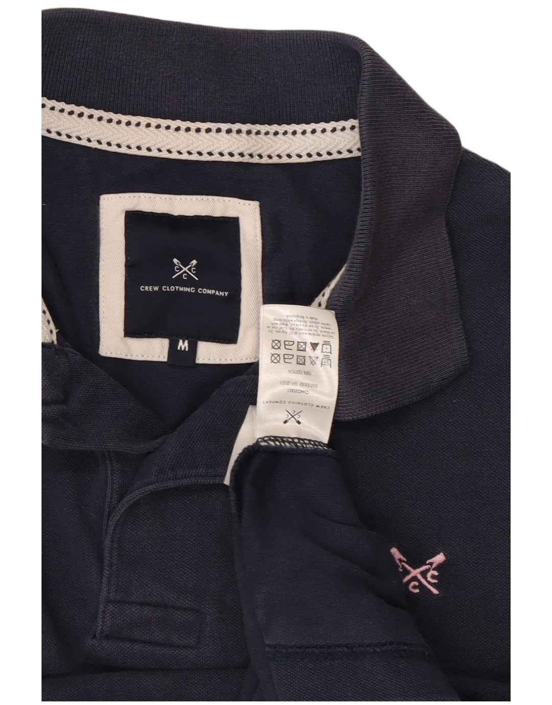 Camisa polo masculina Crew Clothing algodão azul marinho médio