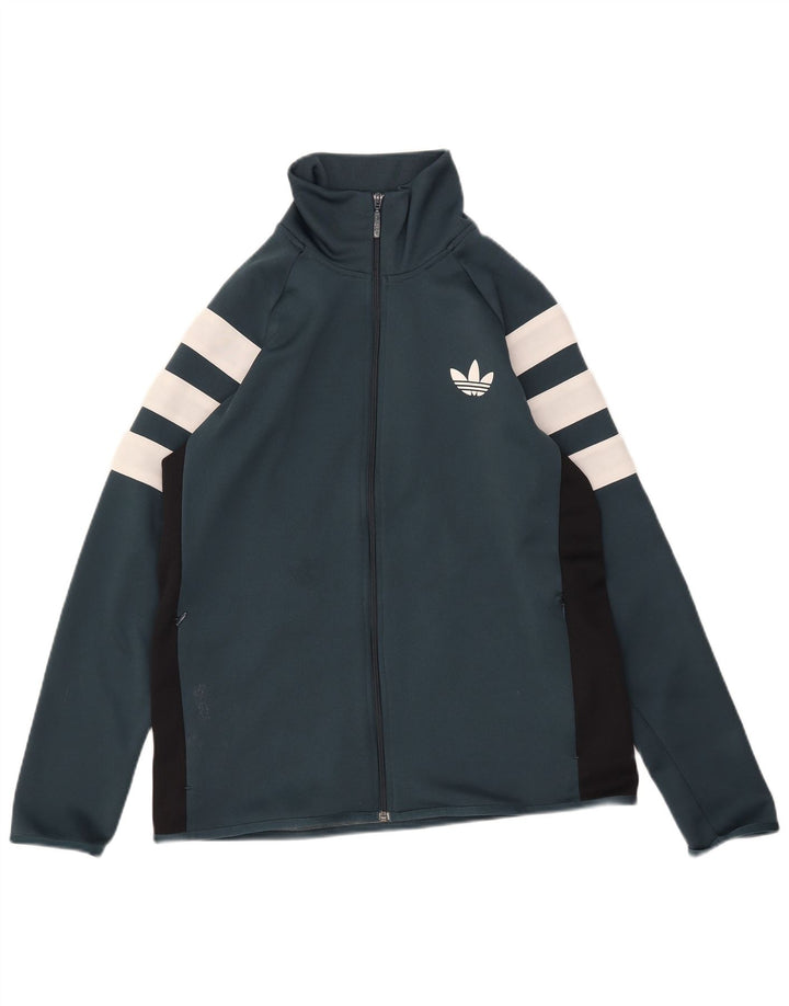 Adidas Mens Tracksuit Top Jacket Grande Verde Colorblock Poliéster