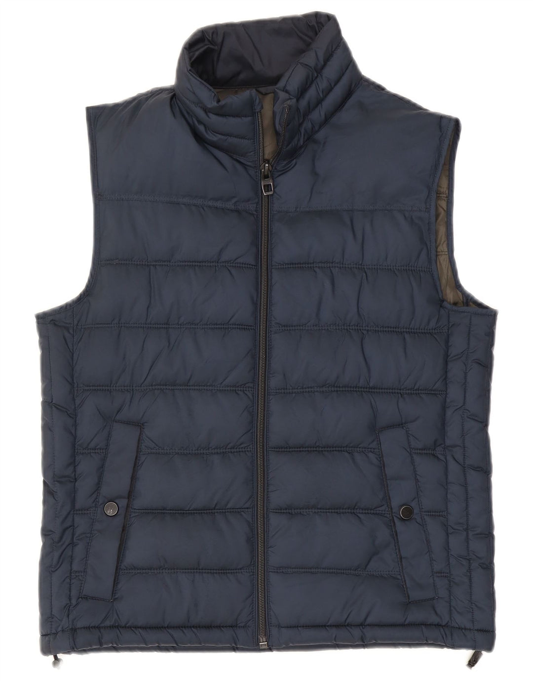 Zara Colete acolchoado masculino UK 38 poliéster azul marinho médio