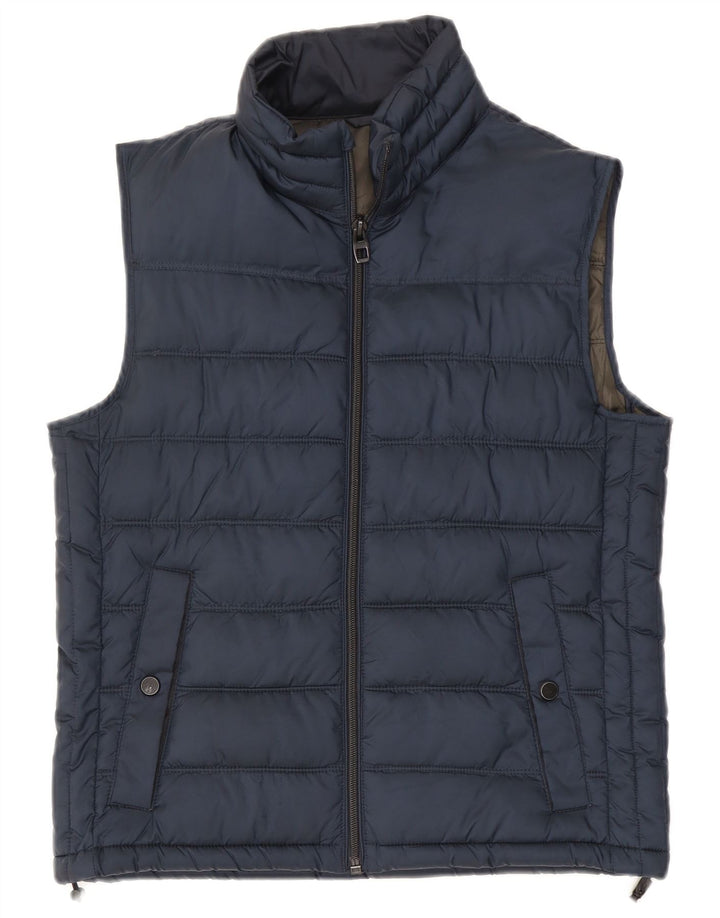 Zara Colete acolchoado masculino UK 38 poliéster azul marinho médio