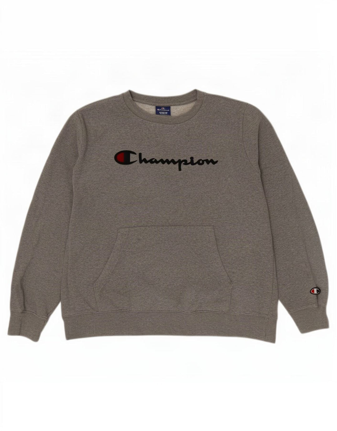 Champion masculino gráfico moletom jumper médio cinza manchado