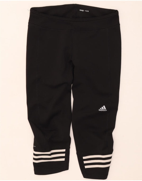 Adidas Womens Climalite Capri Leggings UK 12/14 Médio Preto Poliéster