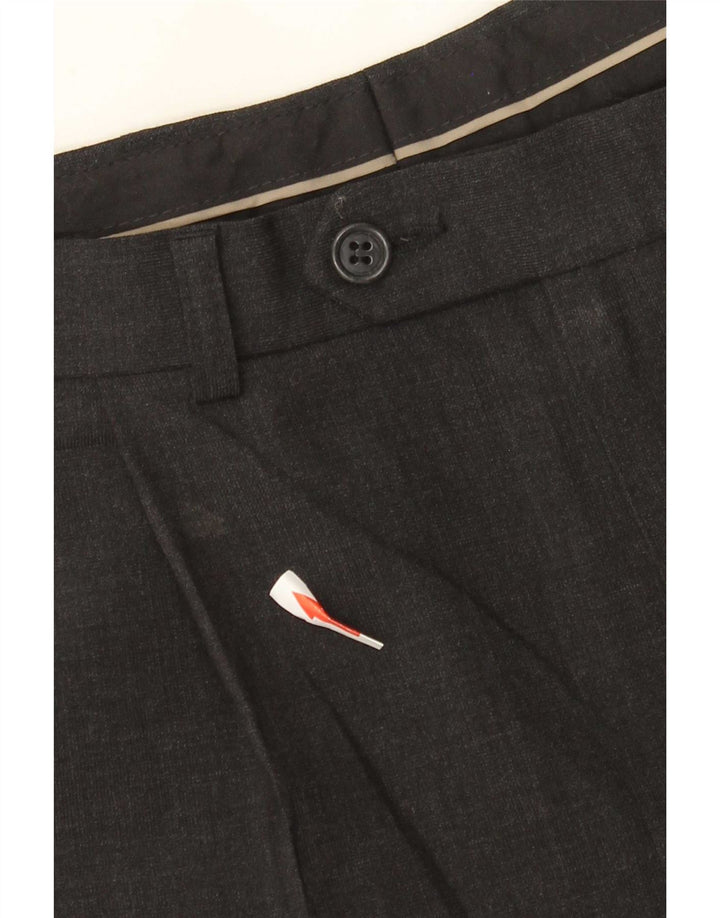 Calça masculina Marks & Spencer sob medida com pregas W36 L31 poliéster cinza