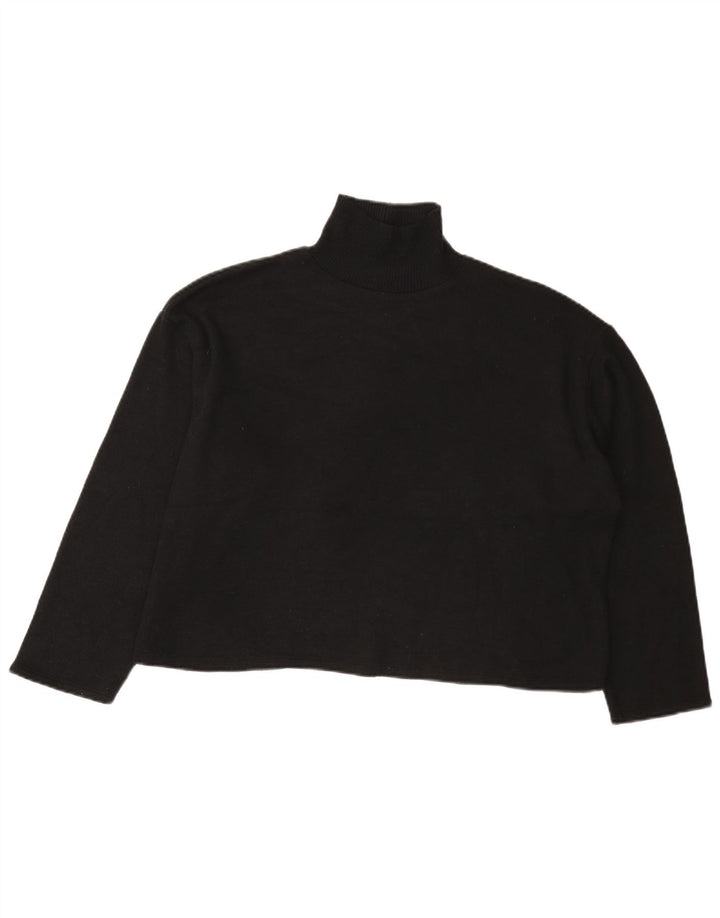 Suéter feminino Zara com gola alta e gola alta, tamanho UK 14, preto grande