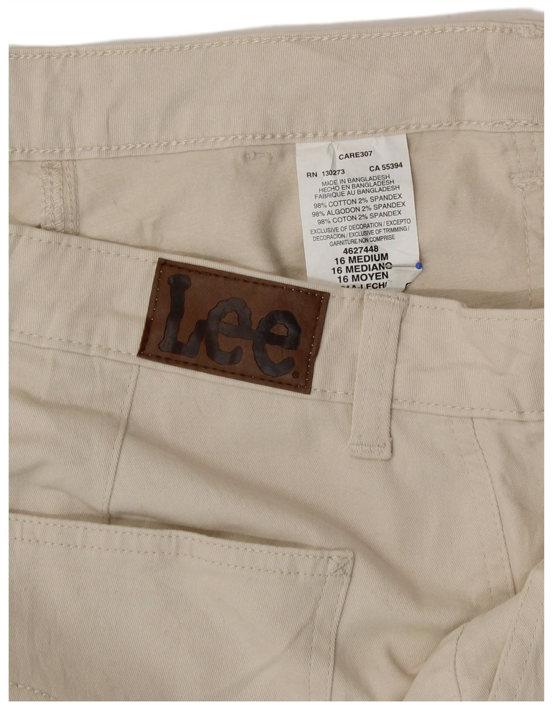 LEE Shorts Chino Feminino US 16 XL W36 Algodão Bege