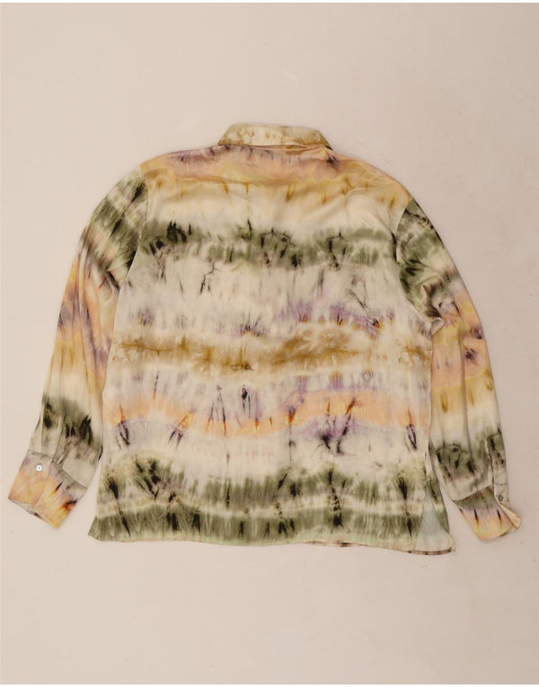 Blusa feminina Zara UK 16 grande poliéster tie-dye multicolorida