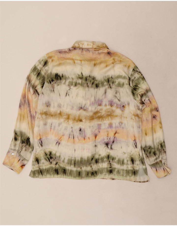 Blusa feminina Zara UK 16 grande poliéster tie-dye multicolorida