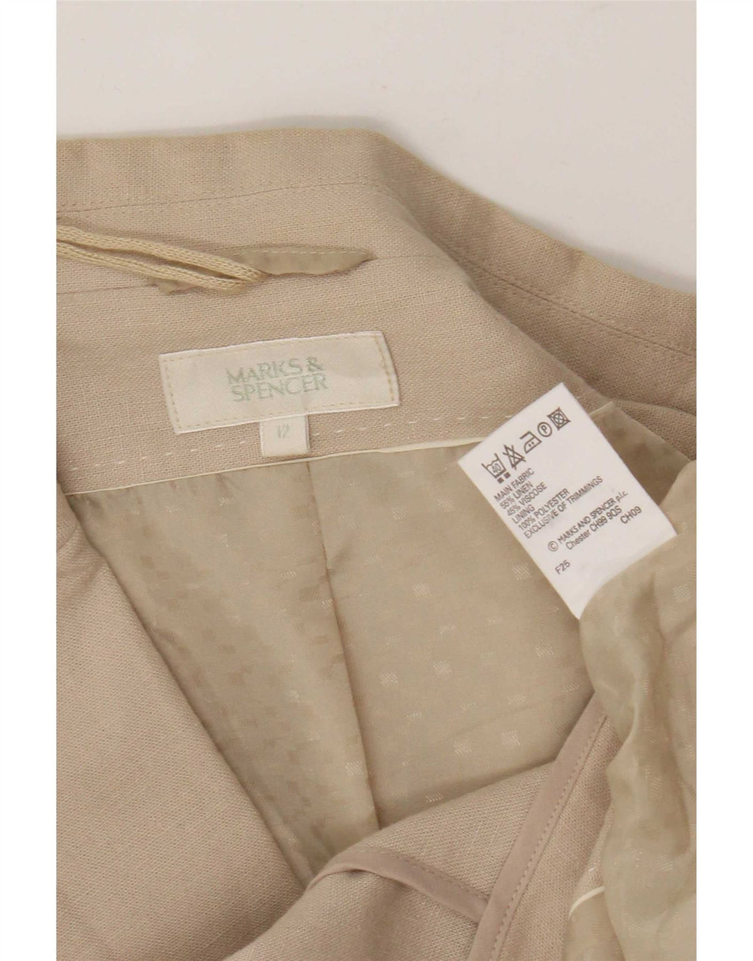 Jaqueta blazer feminina de 2 botões Marks & Spencer Reino Unido 12 linho bege médio