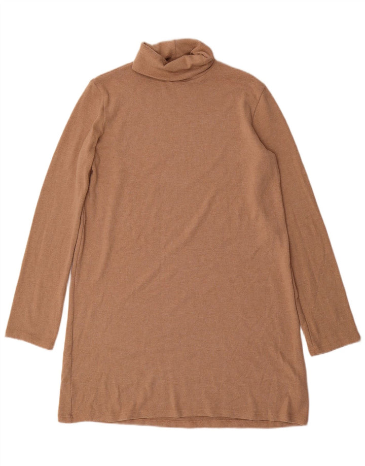 Vestido jumper feminino Zara Reino Unido 14 poliéster marrom médio