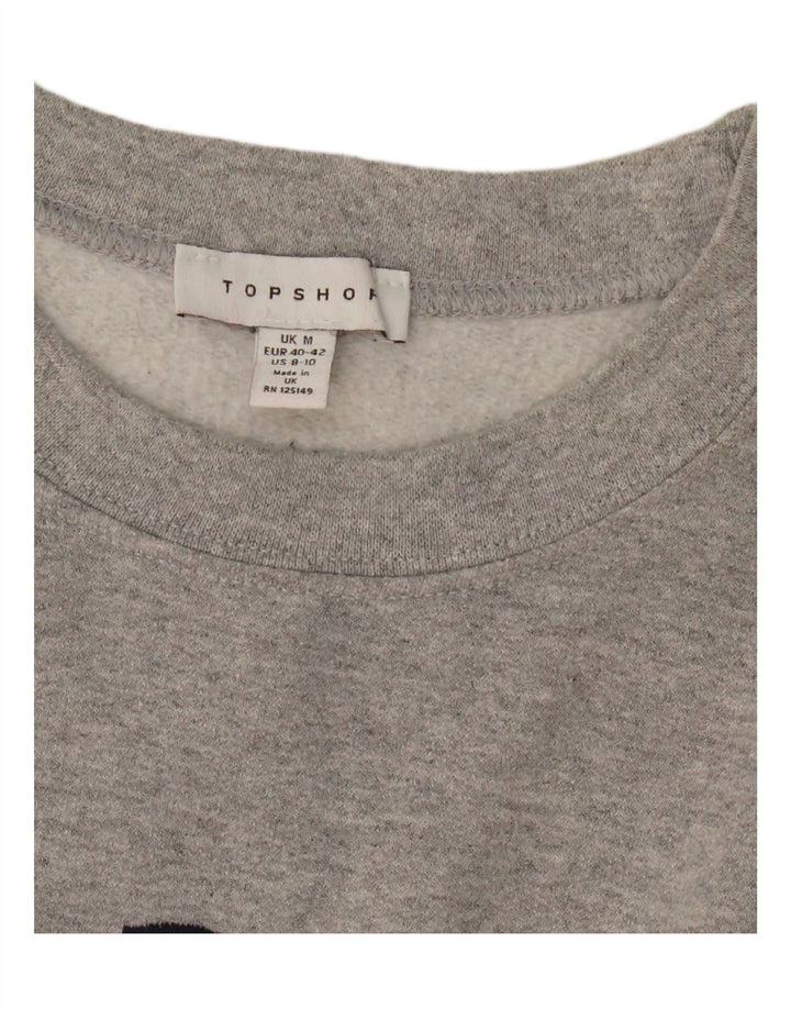 TOPSHOP Mens Paris Graphic Moletom Jumper Médio Cinza Salpicado