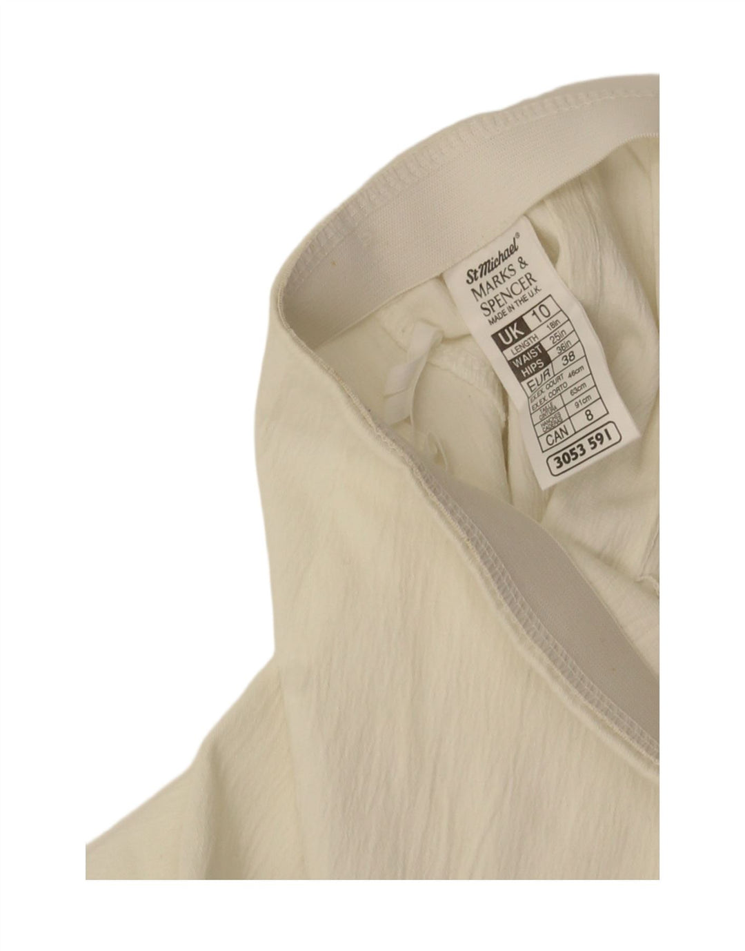 Mini saia lápis feminina Marks & Spencer Reino Unido 10 pequena W25 poliéster branco