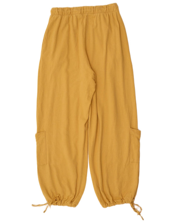 Calça esportiva feminina Zara Cargo Joggers Reino Unido 14 grande algodão amarelo