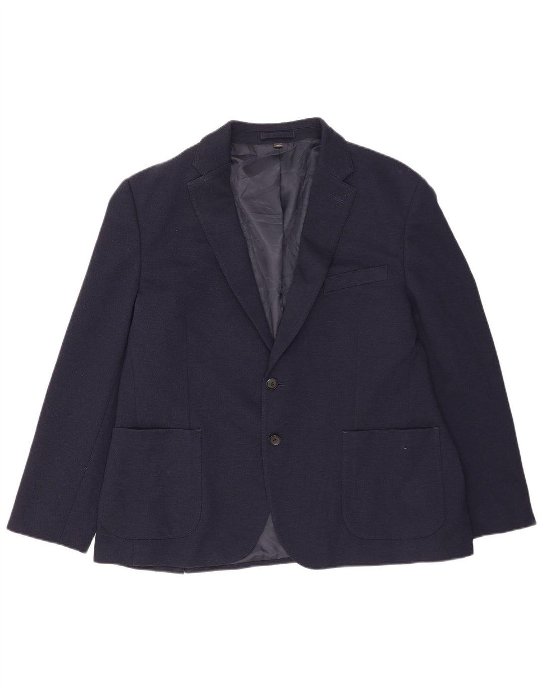 Jaqueta blazer masculina de 2 botões Marks & Spencer Reino Unido 46 XL azul marinho poliéster