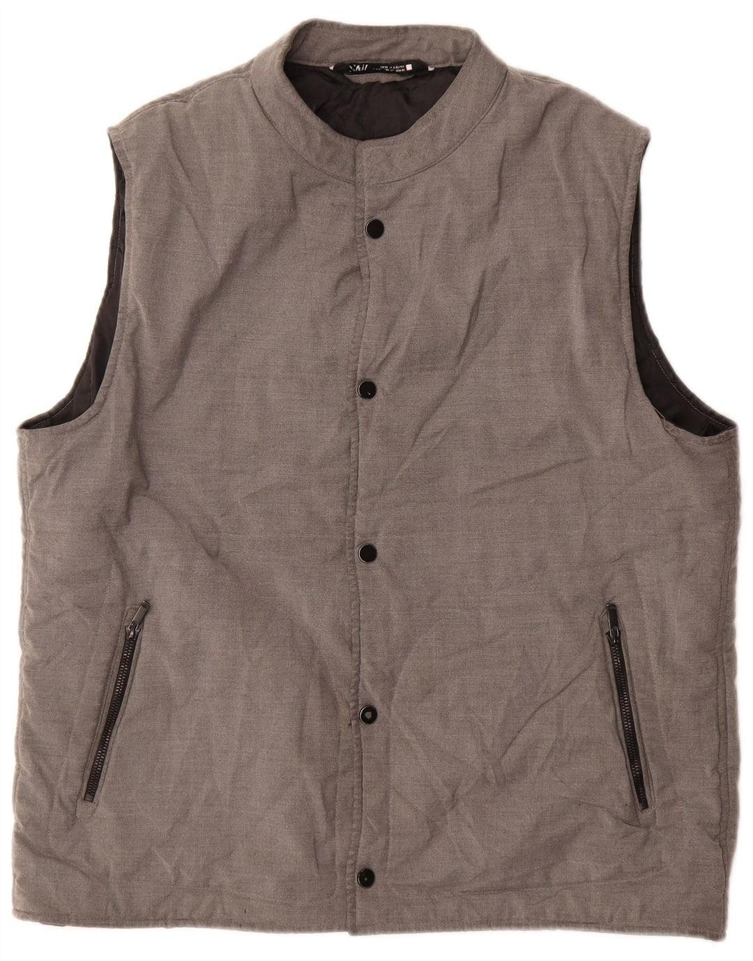 Colete acolchoado masculino Zara UK 42 XL cinza poliéster