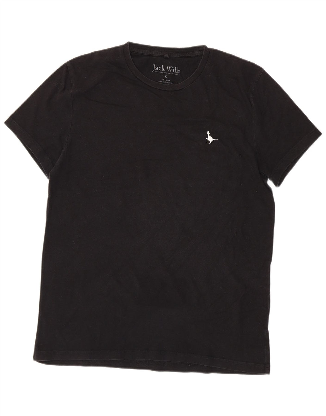 JACK WILLS Camiseta masculina top pequeno algodão preto