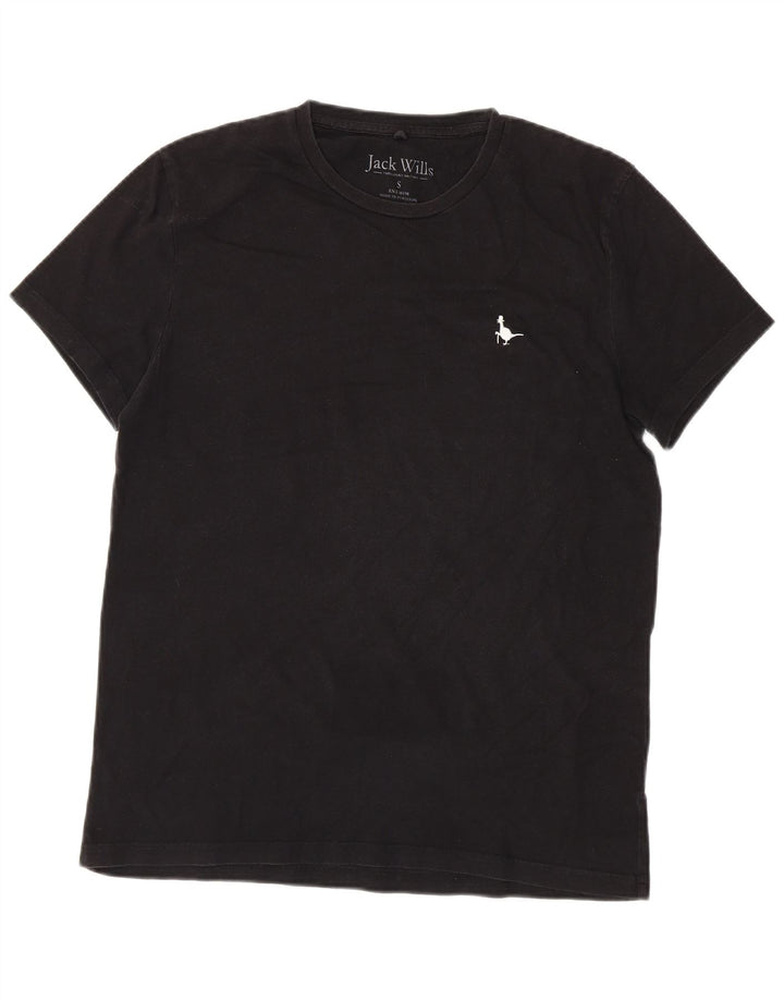 JACK WILLS Camiseta masculina top pequeno algodão preto