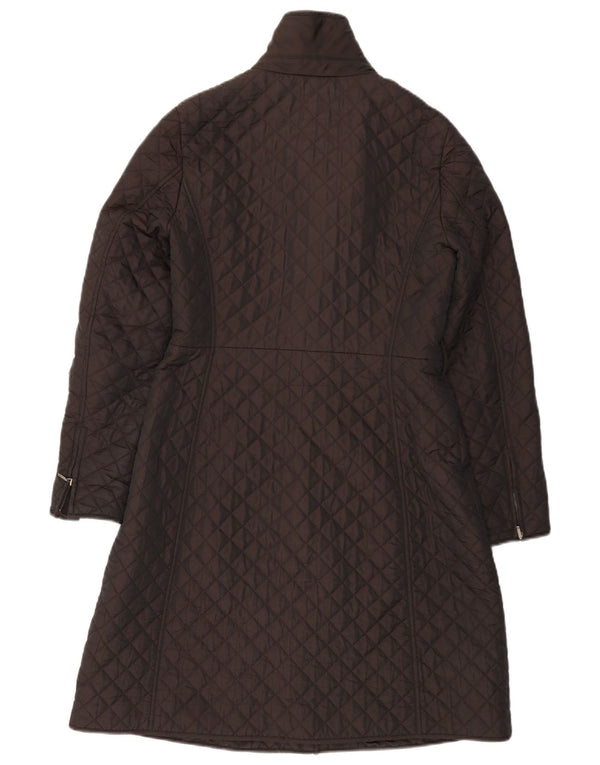HOBBS Womens Quilted Overcoat UK 10 Small Brown Polyamide