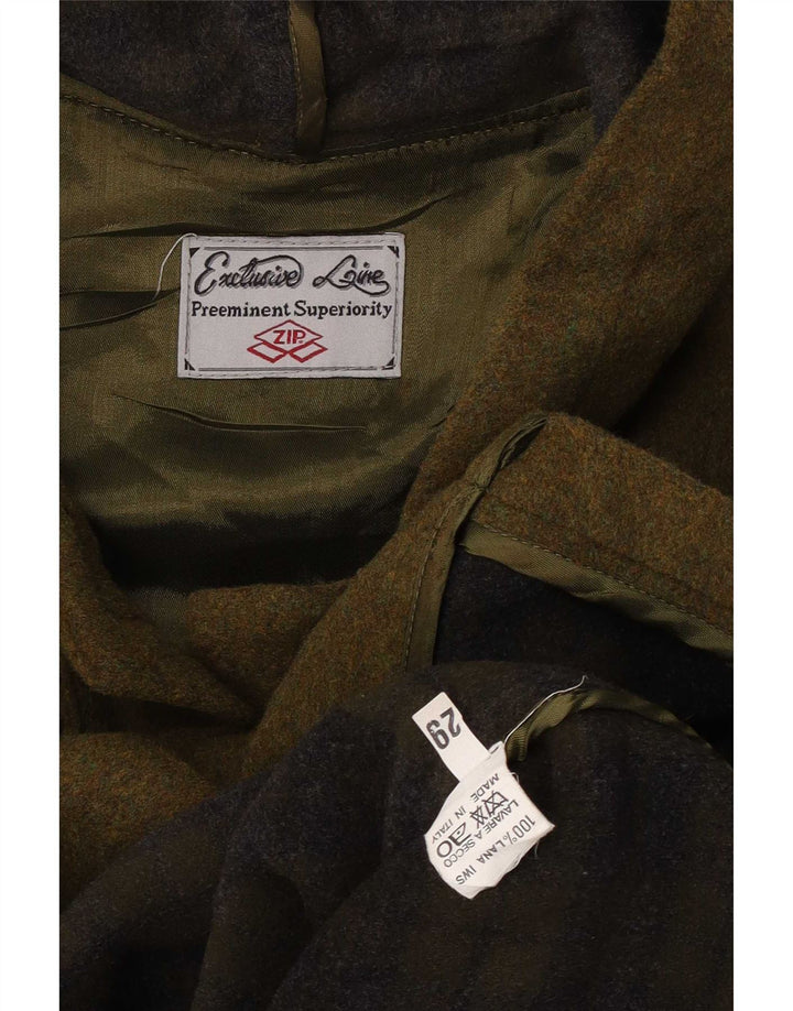 Casaco Duffle feminino com capuz Zip UK 16 grande lã verde