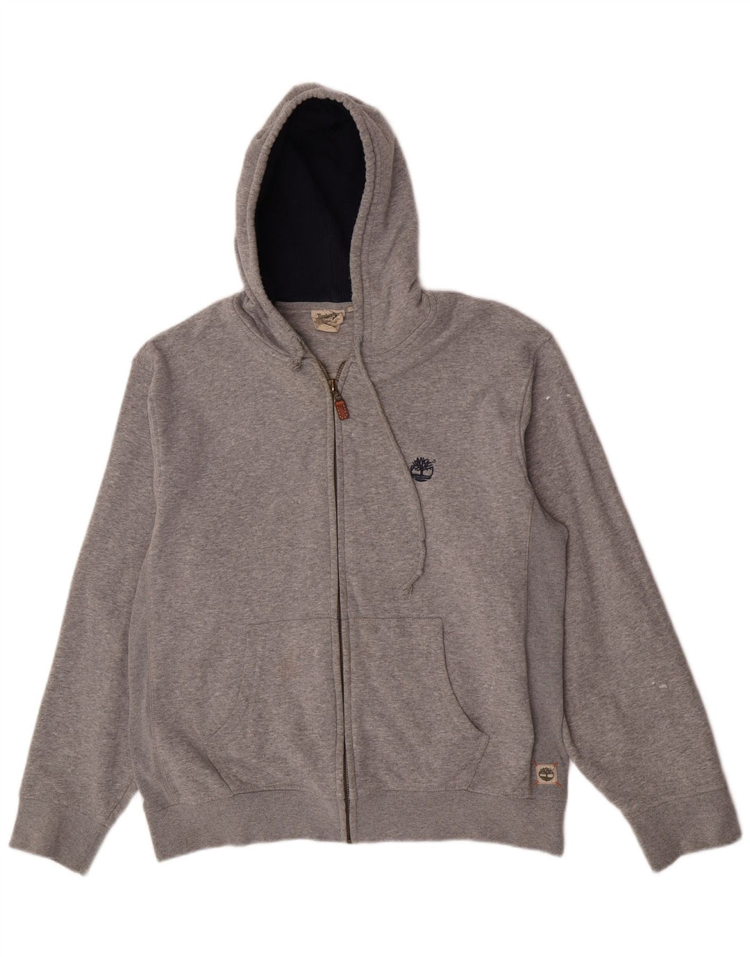 Suéter masculino Timberland com capuz e zíper grande algodão cinza