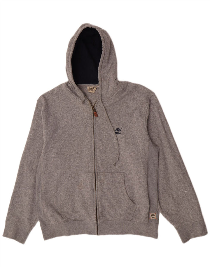 Suéter masculino Timberland com capuz e zíper grande algodão cinza