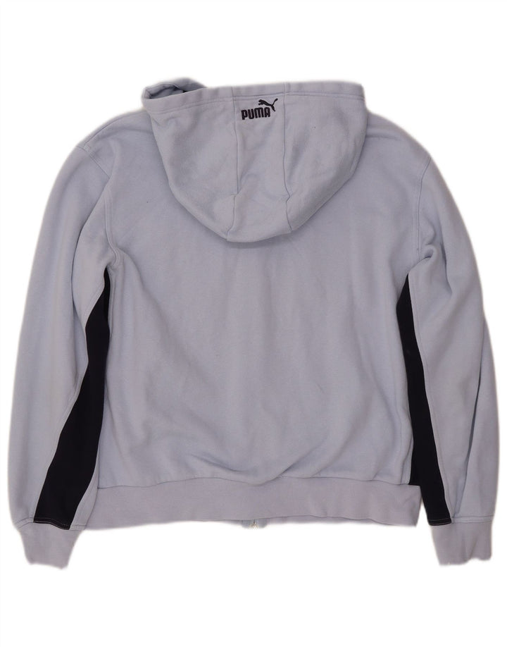 PUMA feminino gráfico moletom com capuz UK 14 médio azul colorblock algodão