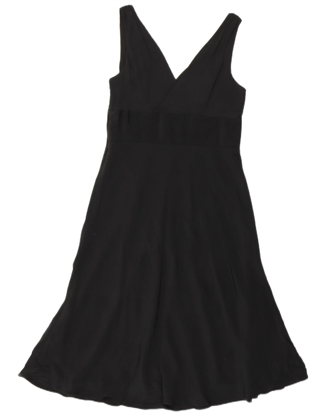 J. Crew Vestido feminino sem mangas evasê US 10 grande seda preta