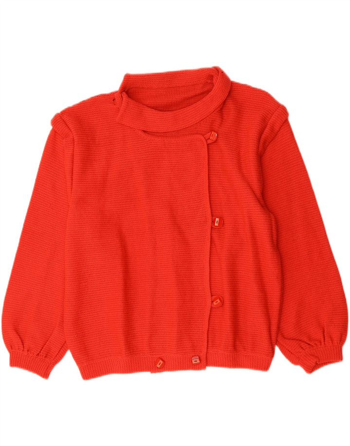 Suéter Cardigan Feminino Vintage Reino Unido 16 Grande Vermelho
