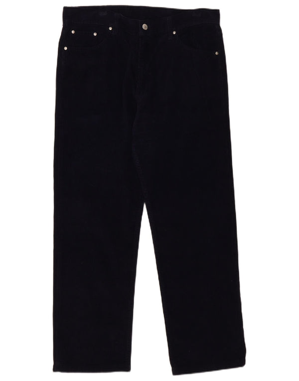 Calça masculina Carrera reta de veludo cotelê W36 L29 algodão azul marinho