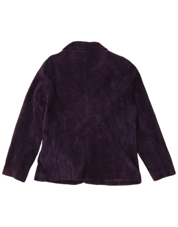 Jaqueta blazer feminina de camurça com 3 botões TCM Reino Unido 20 2XL couro roxo