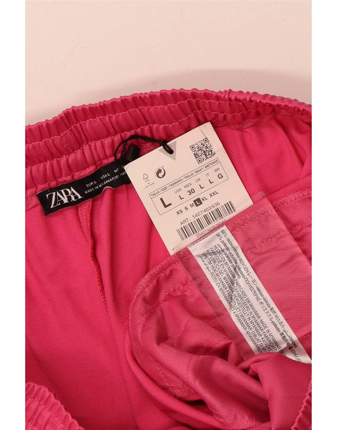 Shorts esportivos femininos Zara grandes W30 viscose rosa