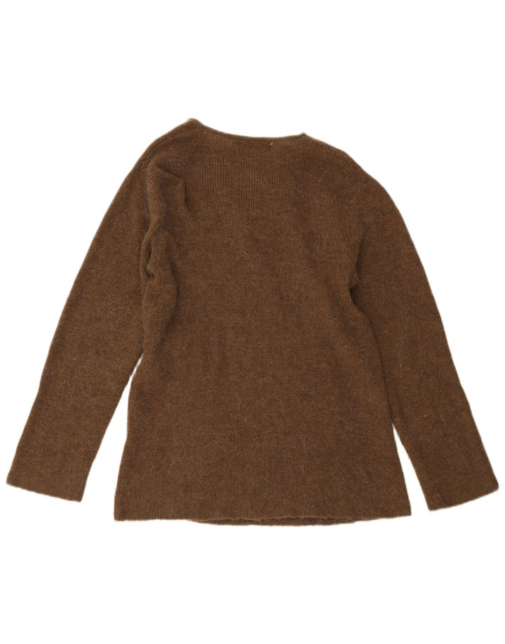 Zara Suéter Cardigan Feminino Wrap UK 10 Pequeno Caqui