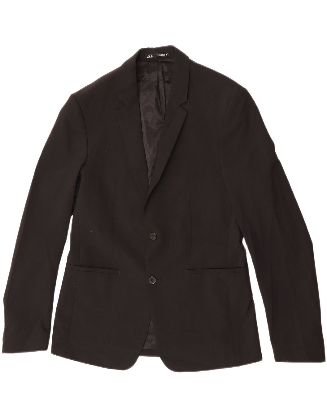 Jaqueta blazer masculina Zara com 2 botões EU 48 poliéster preto médio