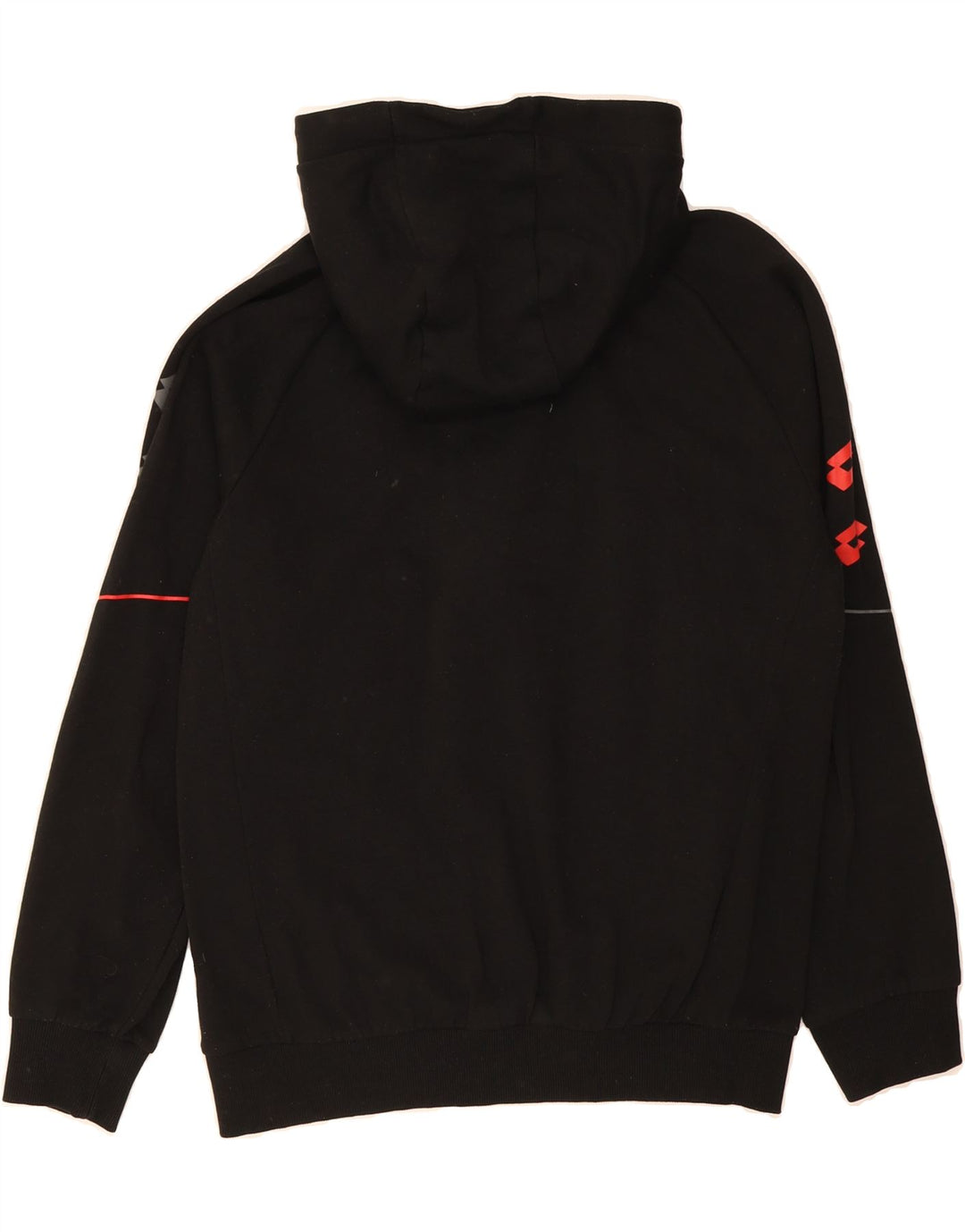 LOTTO Mens Zip Neck Hoodie Jumper Small Black Cotton Vintage Lotto and Second-Hand Lotto from Messina Hembry 
