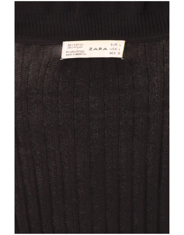 Zara Suéter Cardigan Aberto Feminino Reino Unido 16 Grande Preto