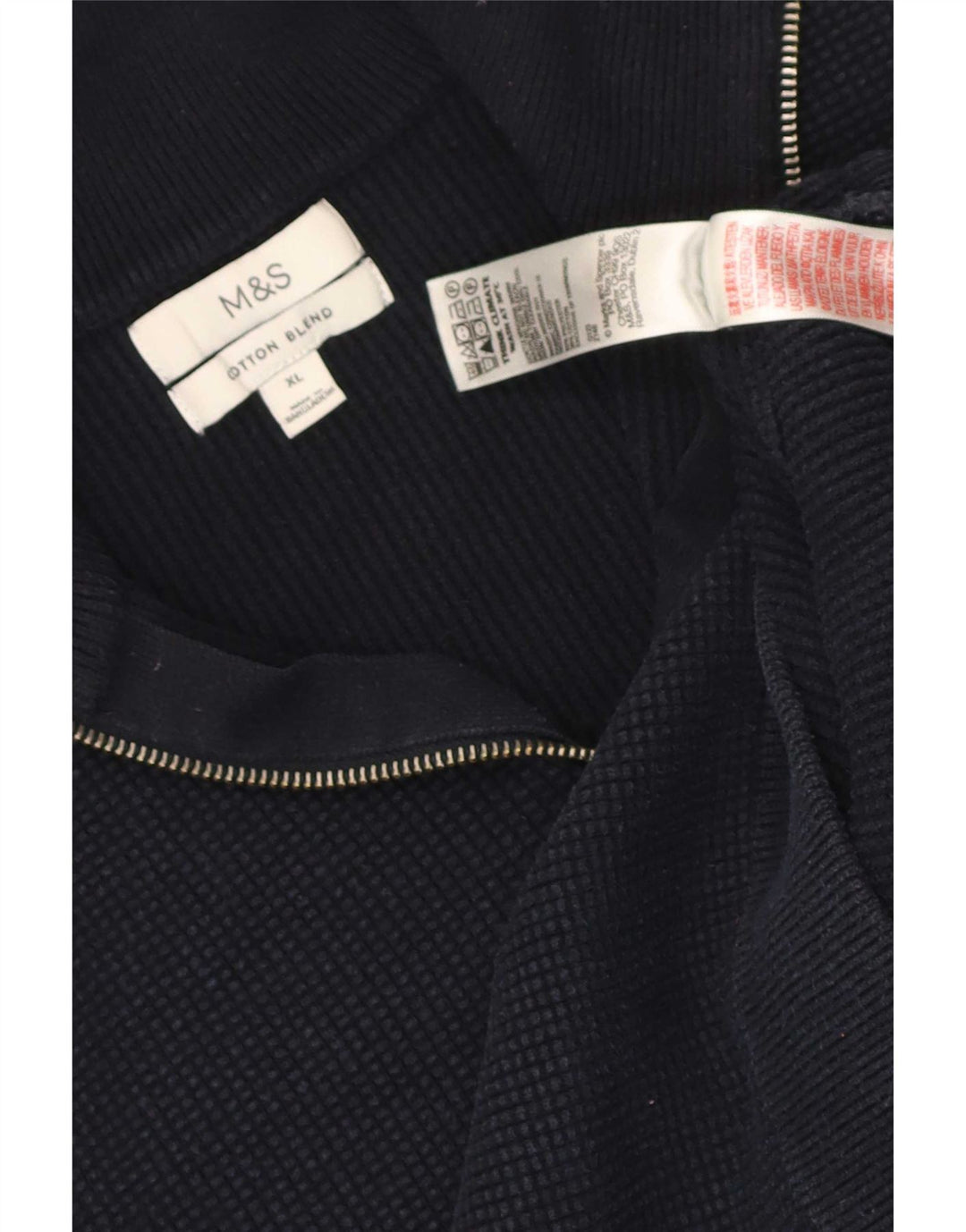 Suéter masculino Marks & Spencer com zíper e gola XL azul marinho poliéster