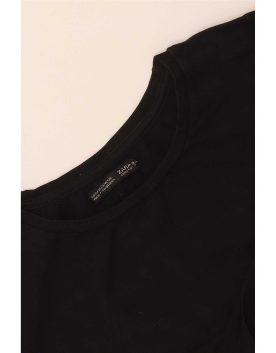 Zara Womens Crop T-Shirt Top Reino Unido 8 Pequeno Preto
