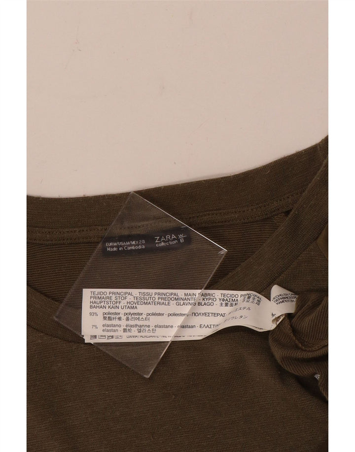 Top túnica assimétrica feminina Zara UK 14 poliéster verde médio