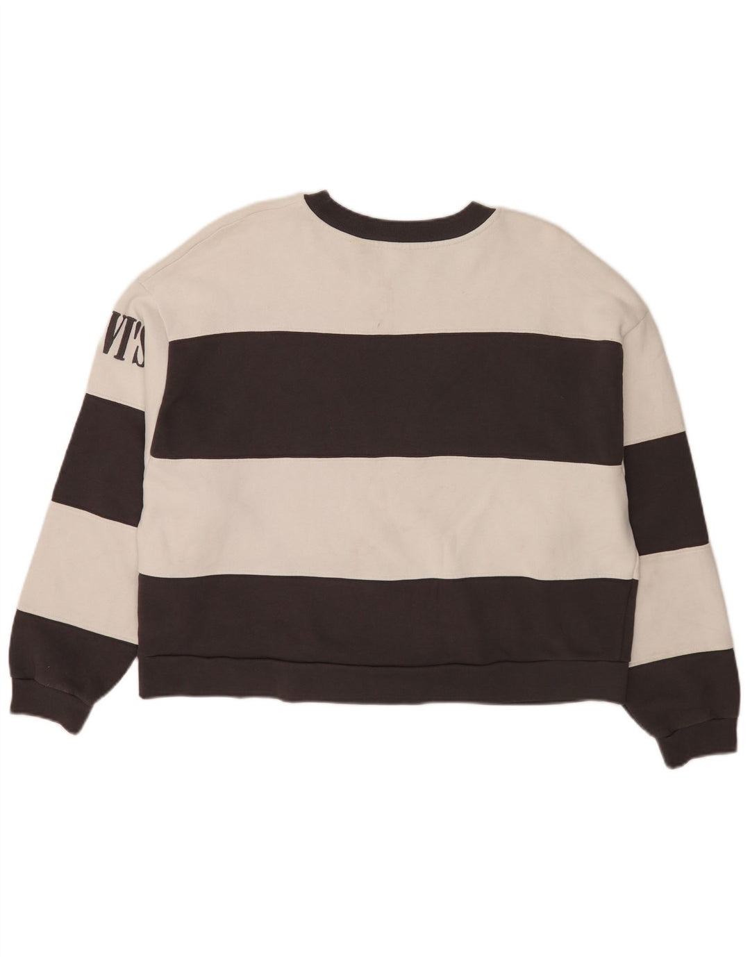 Levi's Womens Oversized Crop Moletom Jumper Reino Unido 14 Médio Preto Listrado
