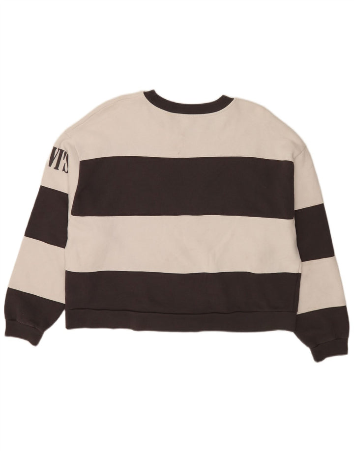 Levi's Womens Oversized Crop Moletom Jumper Reino Unido 14 Médio Preto Listrado