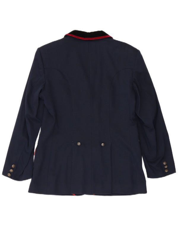 Jaqueta blazer feminina vintage com 4 botões IT 42 lã azul marinho médio