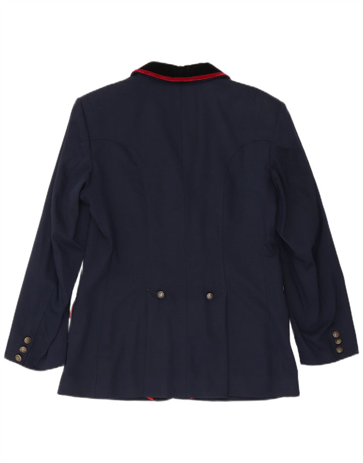 Jaqueta blazer feminina vintage com 4 botões IT 42 lã azul marinho médio