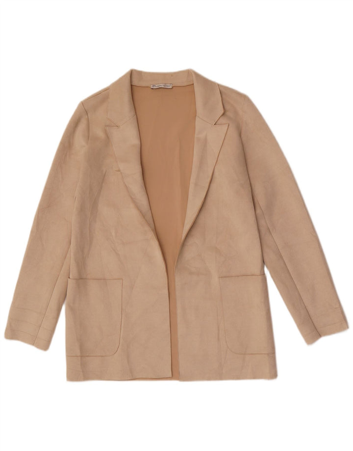 Zara Womens Open Oversized Blazer Jacket Reino Unido 6 XS Bege